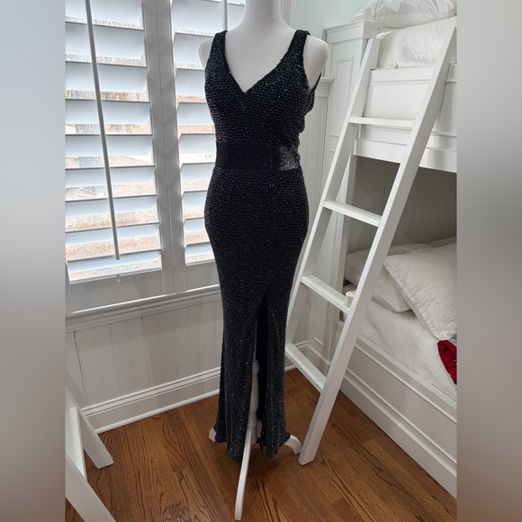 Mac Duggal Embellished Gown in Gunmetal - Picture 3 of 12